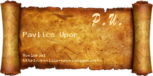 Pavlics Upor névjegykártya